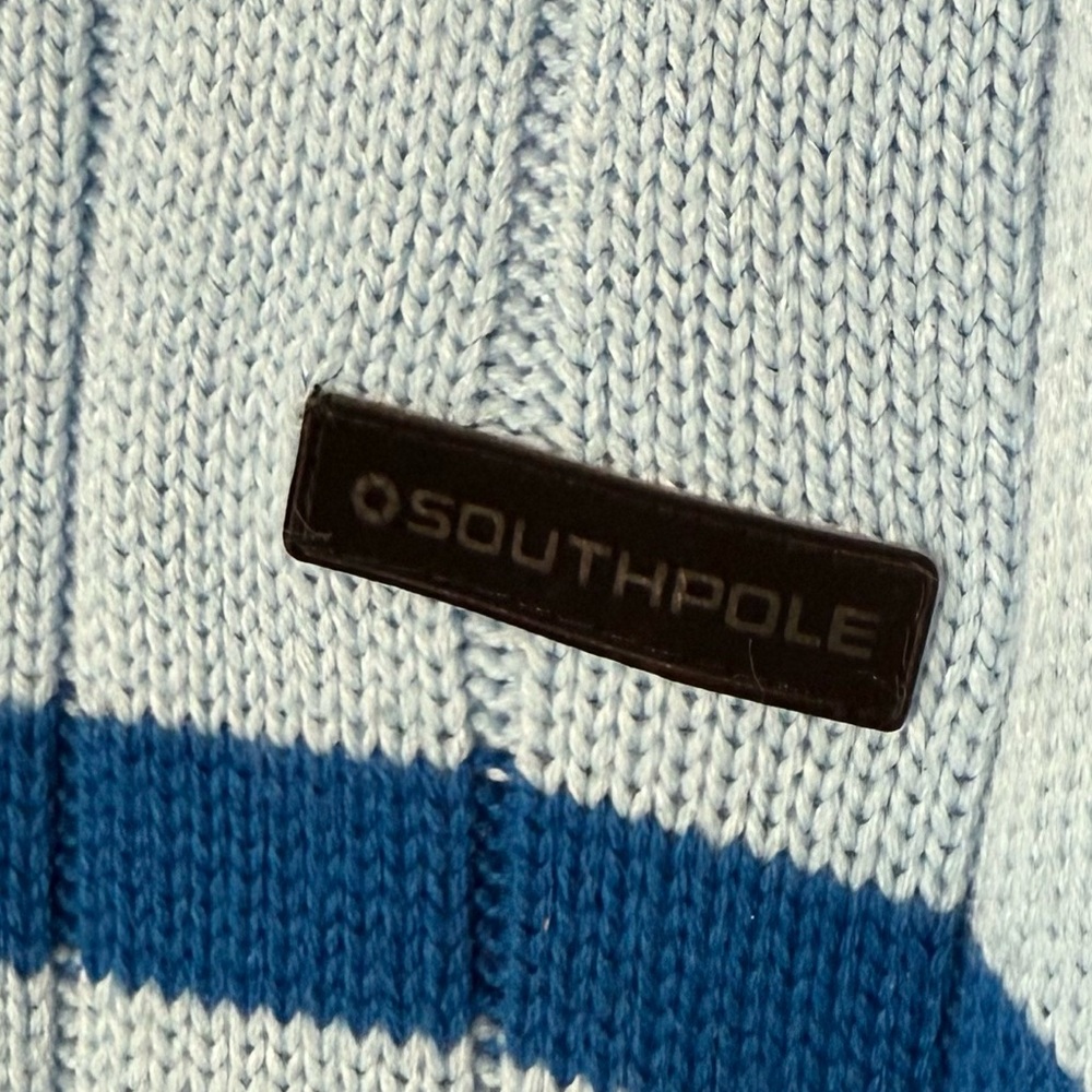 Vintage South Pole Quarter Zip Blue Stripes Pullover Sweater Men’s Size XXL - Picture 2 of 5